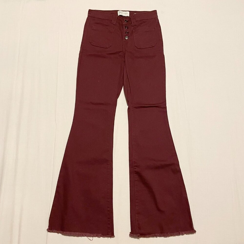 Celebrity Pink Flower Frayed Hem Flare Jeans Size 27